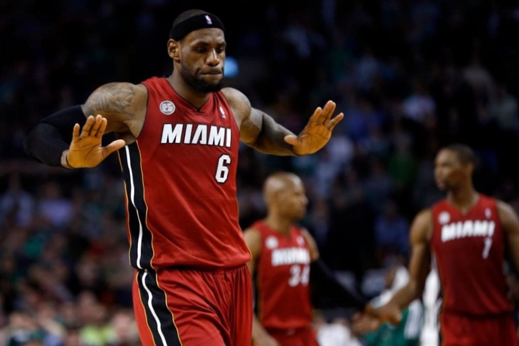 LeBron James em um dos melhores times da NBA de todos os tempos, o Miami Heat.